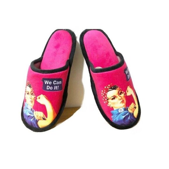 New Rosie the Riveter Slippers Shoes One Size Fits Most We Can Do It World War 2 - Picture 1 of 4